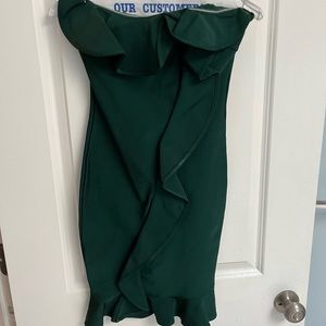 Wow Couture green ruffled bandage dress
